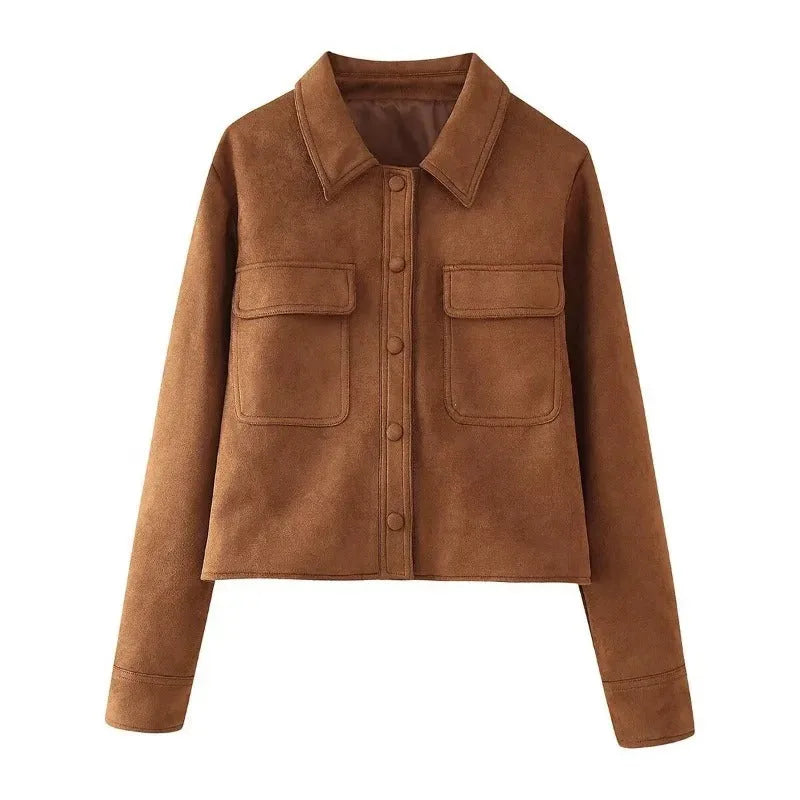 Suede Jas Dames met Borstzakken
