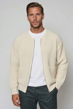Men Zip Up Knitted Cardigan Lined