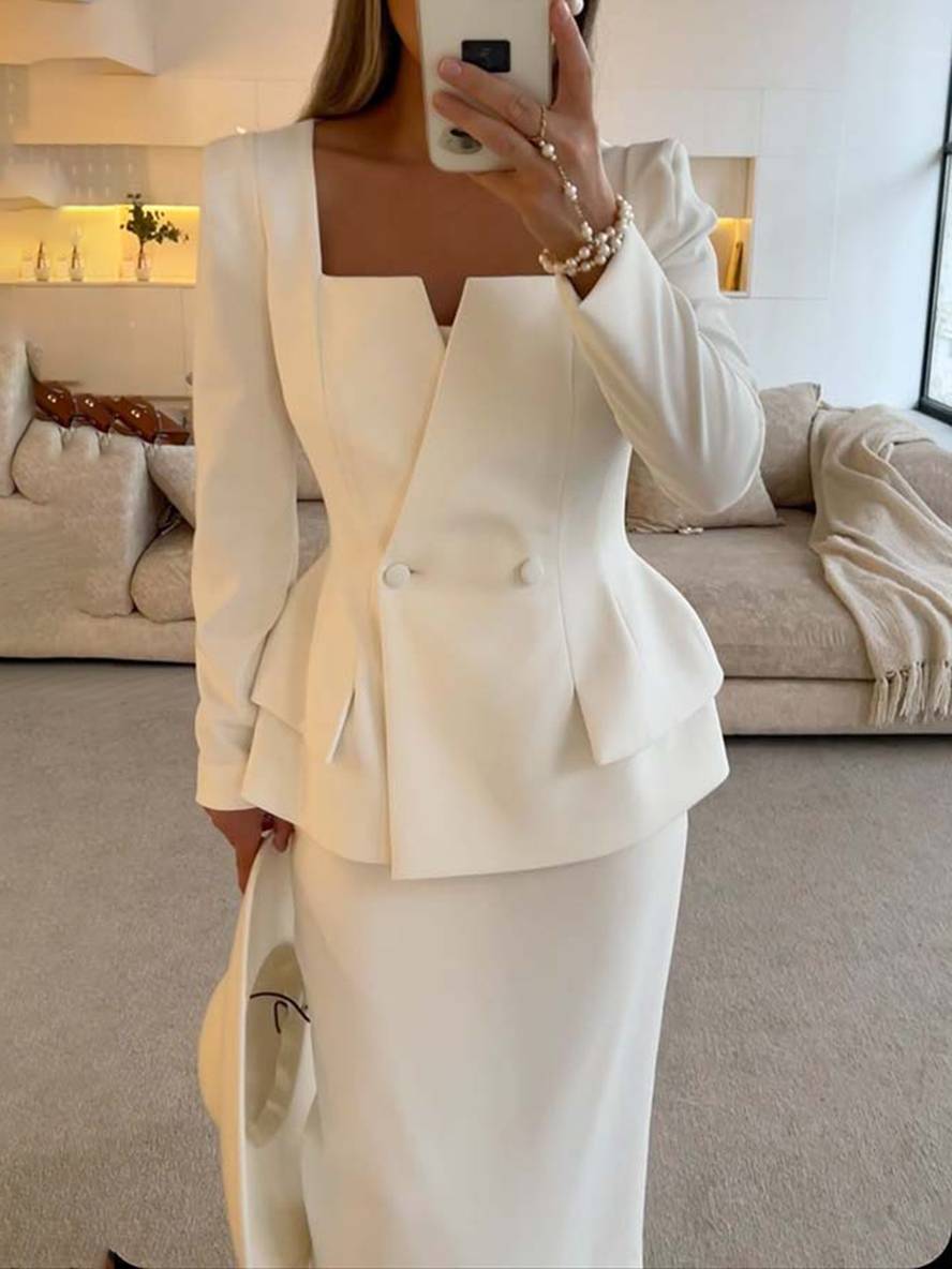 Kantoorset met blazer en rok Dames