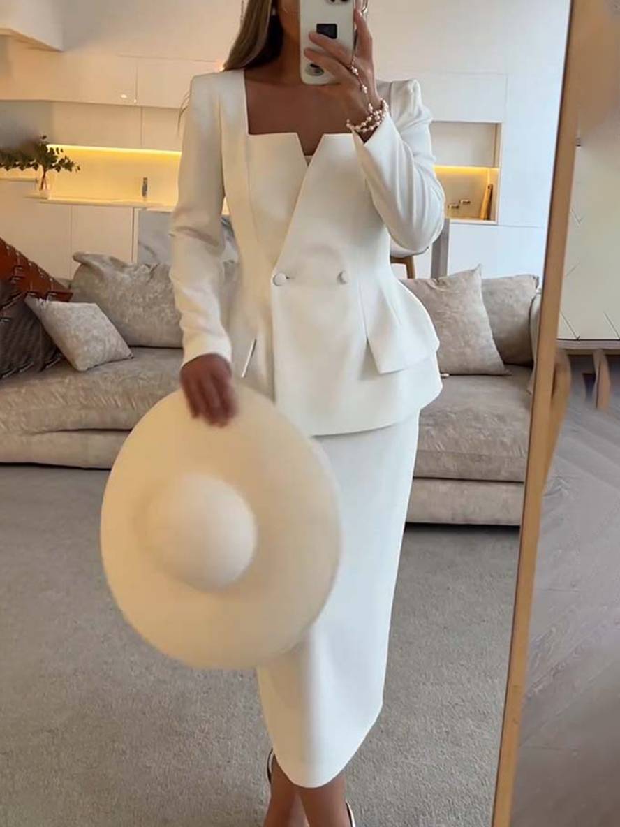 Kantoorset met blazer en rok Dames