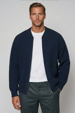 Men Zip Up Knitted Cardigan Lined