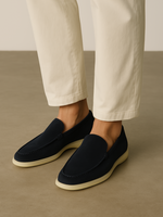 Verfijnde suède loafers heren - Marineblauw