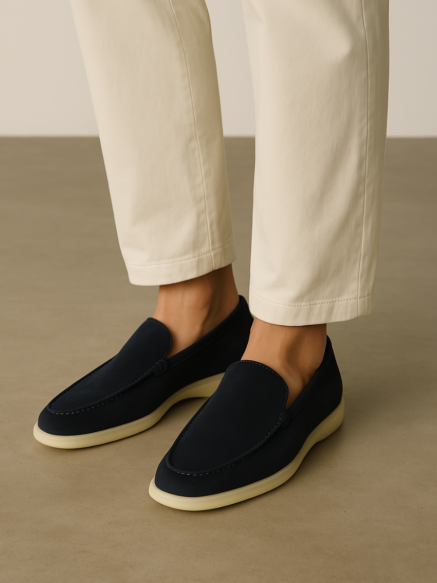 Verfijnde suède loafers heren - Marineblauw