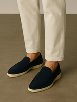 Verfijnde suède loafers heren - Marineblauw