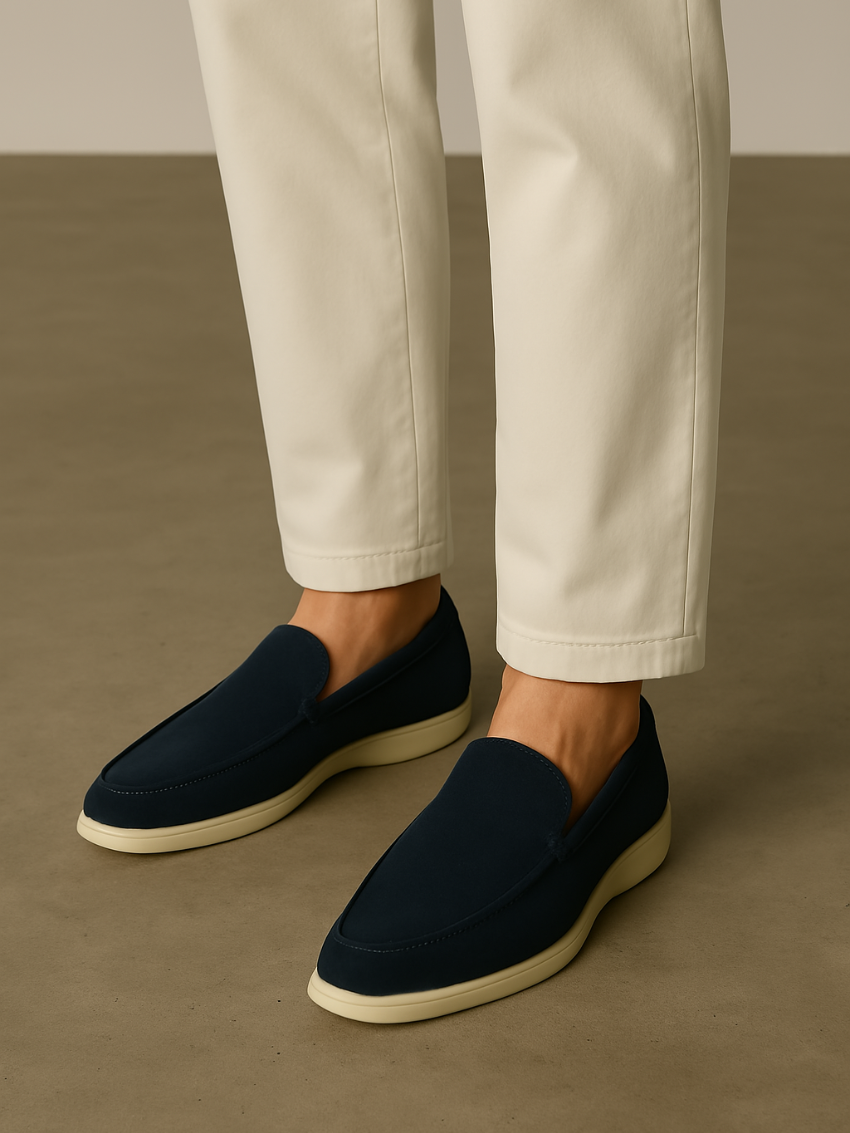Verfijnde suède loafers heren - Marineblauw
