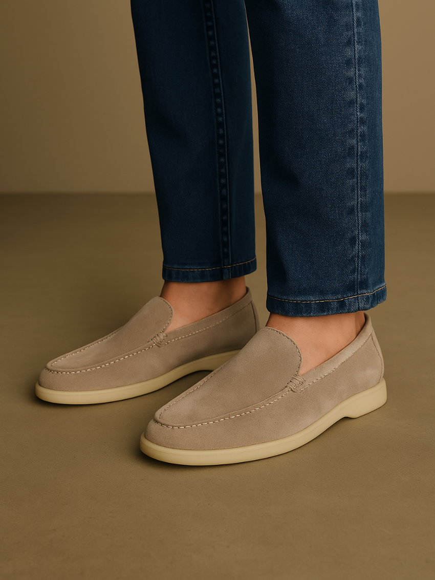 Verfijnde suède loafers heren – Beige