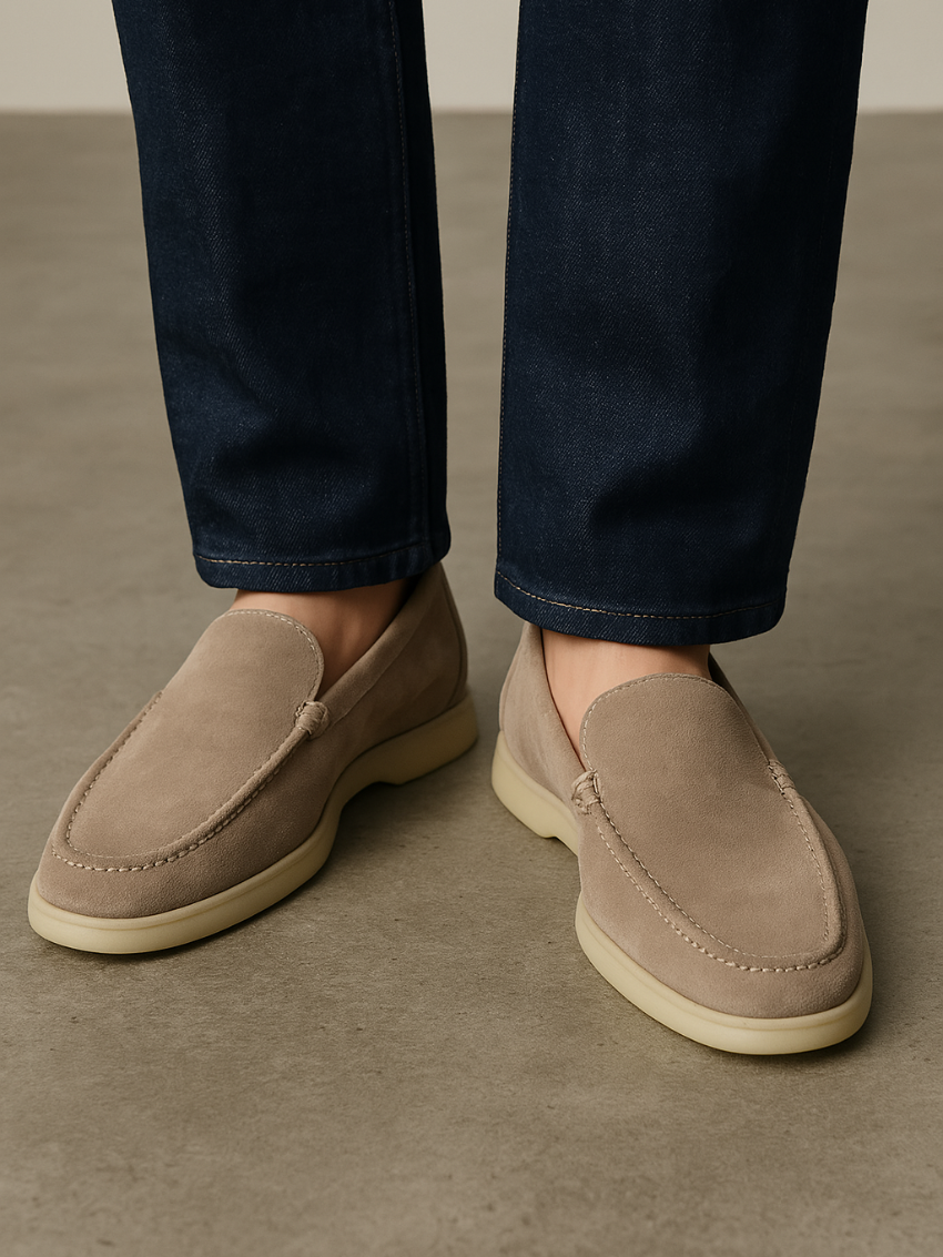 Verfijnde suède loafers heren – Beige