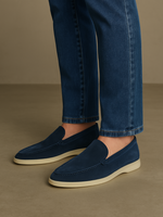 Verfijnde suède loafers heren – Blauw