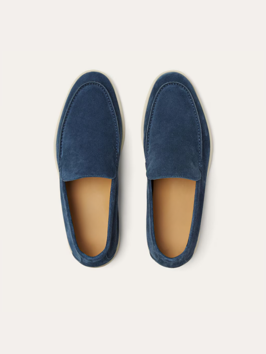 Verfijnde suède loafers heren – Blauw