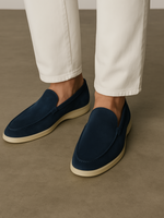 Verfijnde suède loafers heren – Blauw