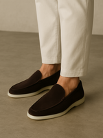 Verfijnde suède loafers heren – Diepbruin