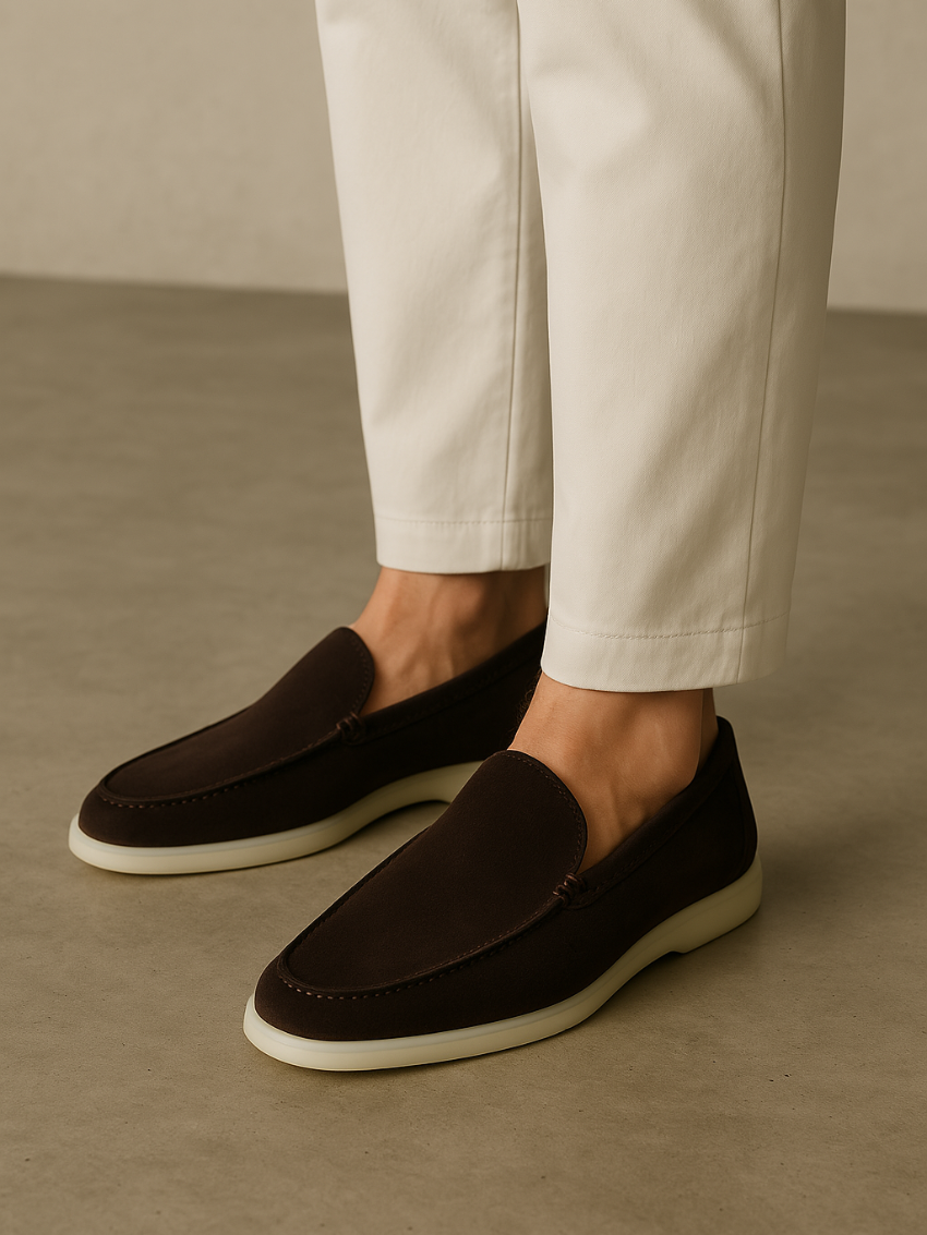 Verfijnde suède loafers heren – Diepbruin