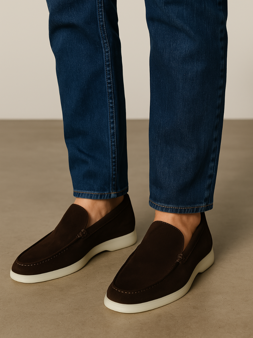 Verfijnde suède loafers heren – Diepbruin